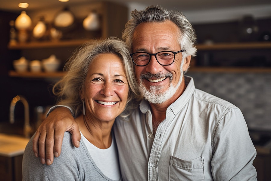 smiling elderly couple